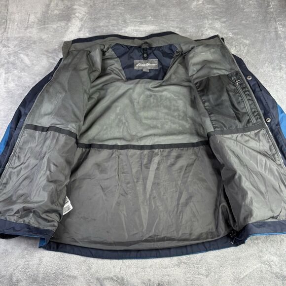 Eddie Bauer Jacket Men Small Weatheredge Blue Hooded Windbreaker Water Resistant - Picture 3 of 16
